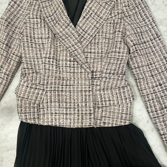 Self-Portrait black tinsel bouclé chiffon midi dress. - Picture 3 of 5